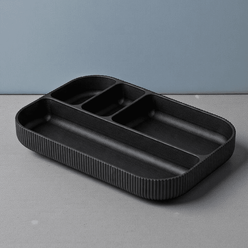 Minimalist Matte Black Desk Organizer Tray for Gamers