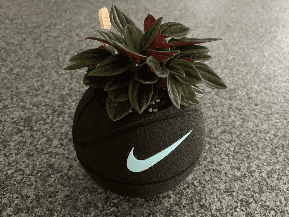 Black Nike-Inspired Basketball Planter | Sports Fan Gift