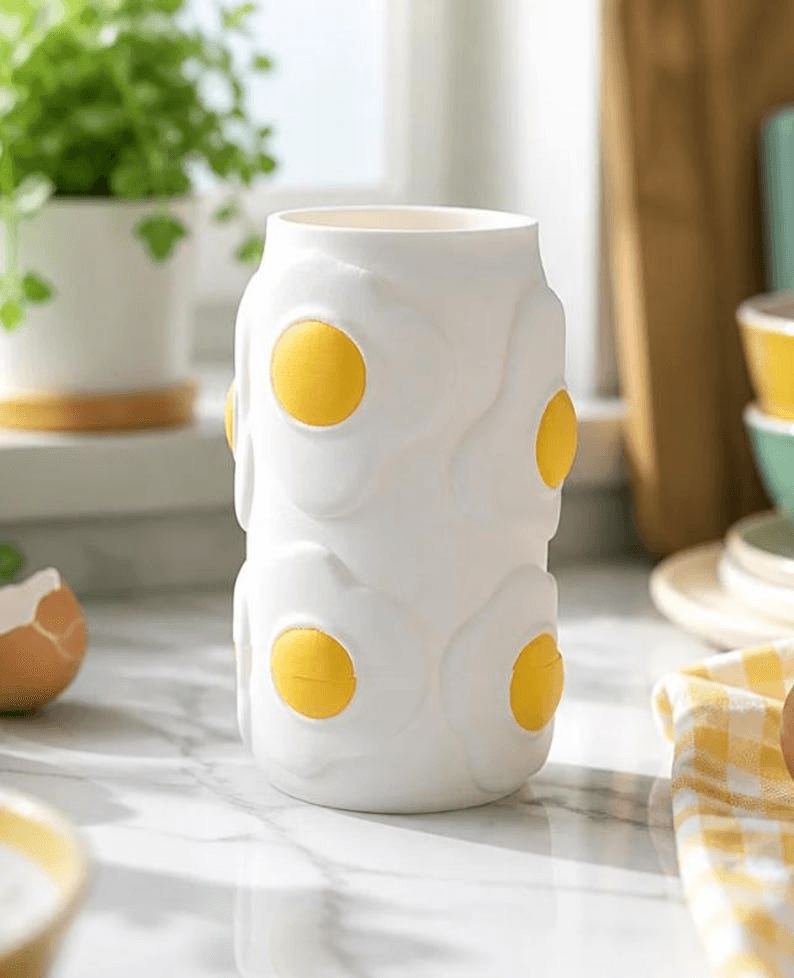 Sunny Side Up Fried Egg Vase | Quirky Kitchen Decor