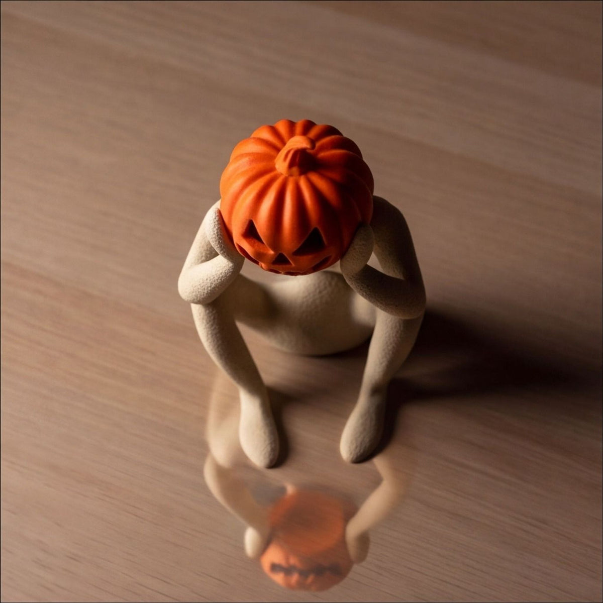 Pumpkin Head Minimalist Figure | Halloween Sculpture