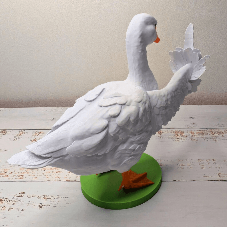 Cheeky Middle Finger Goose Figurine – Funny Desk Statue