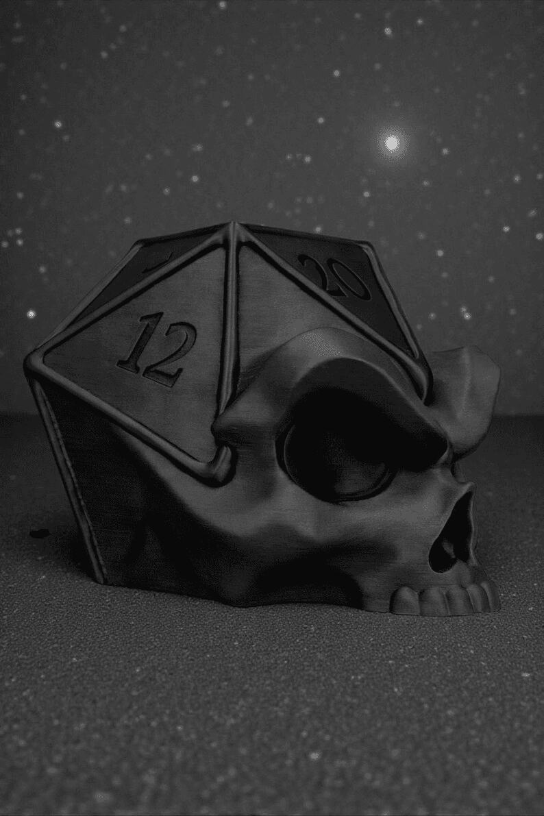 D20 Skull Plant Pot – Gothic Gamer Desk Planter