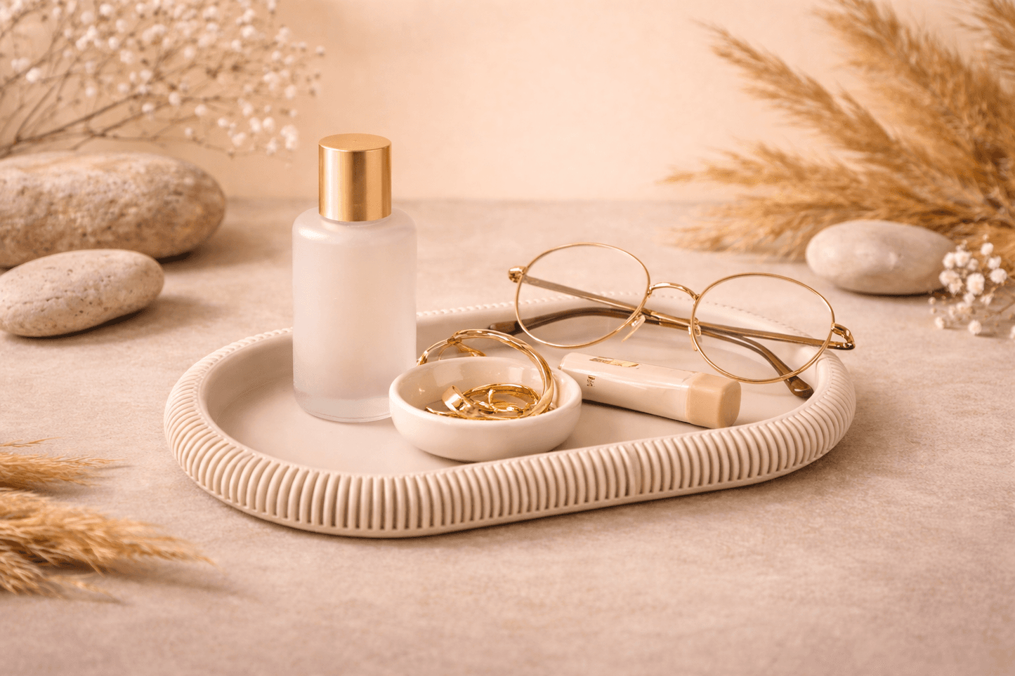 Ribbed Vase-Style Desk Organiser & Pen Holder Set