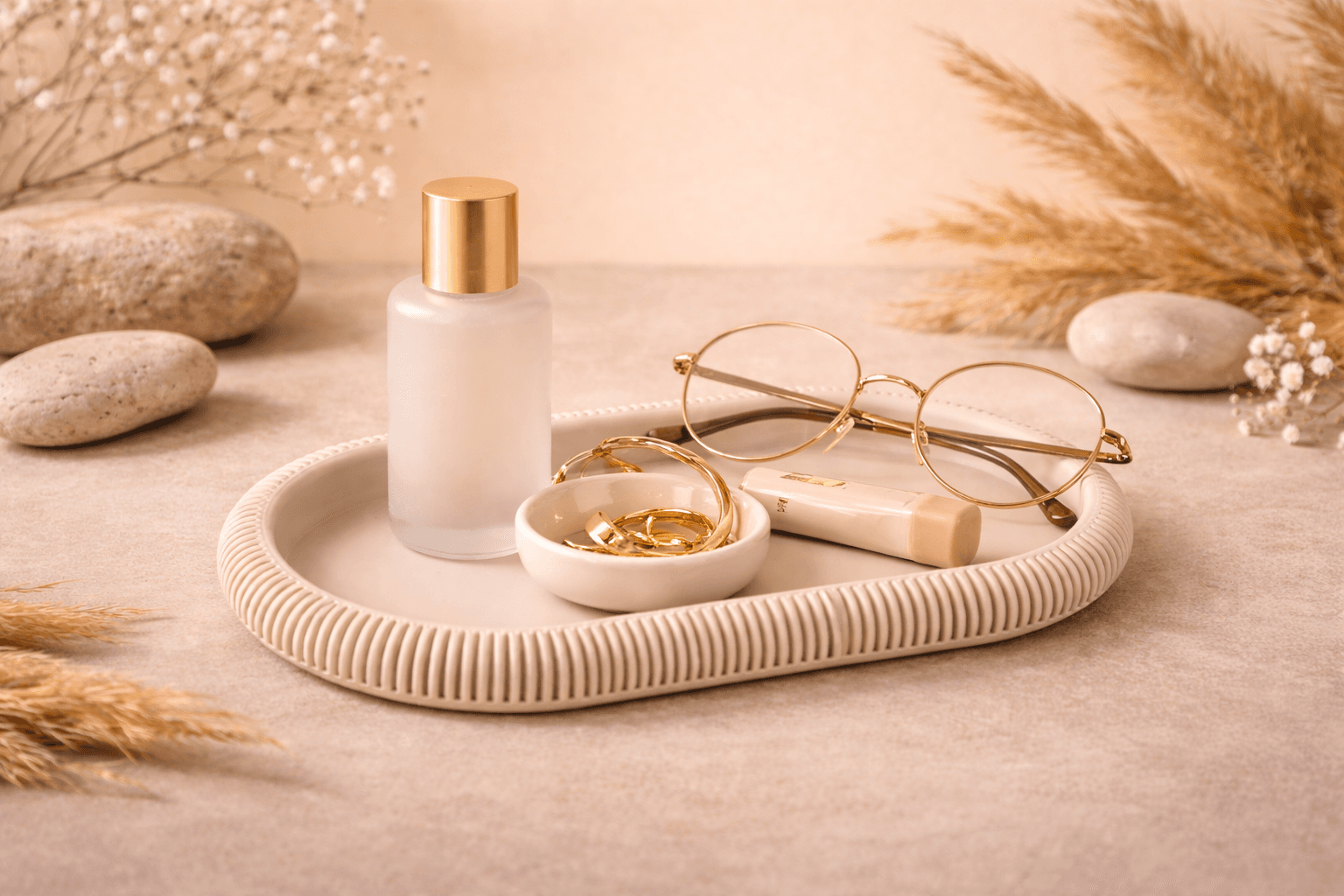 Ribbed Vase-Style Desk Organiser & Pen Holder Set