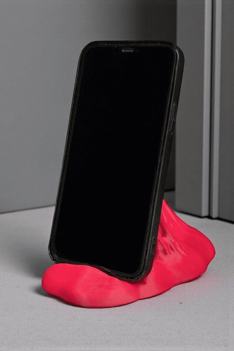 Neon Pink Flame Phone Stand – Bubble Gum Desk Holder