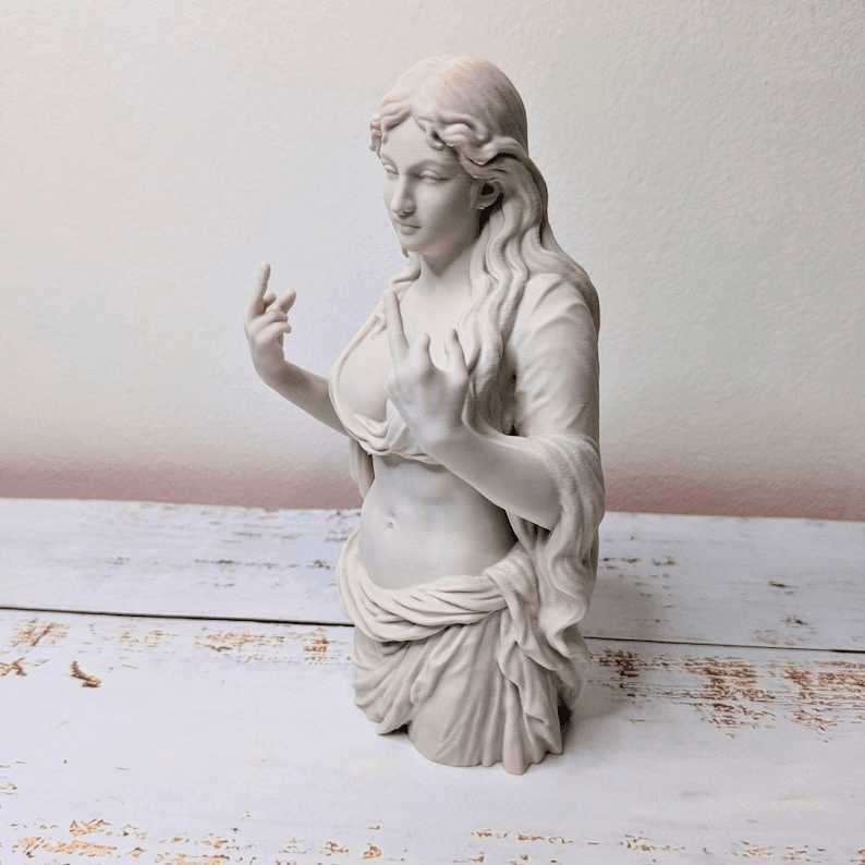 Funny Greek Goddess Middle Finger Bust Statue Decor