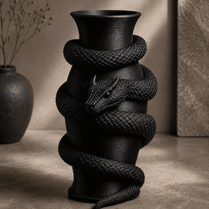Horned Viper Snake Wrapped Flower Vase | Gothic Decor