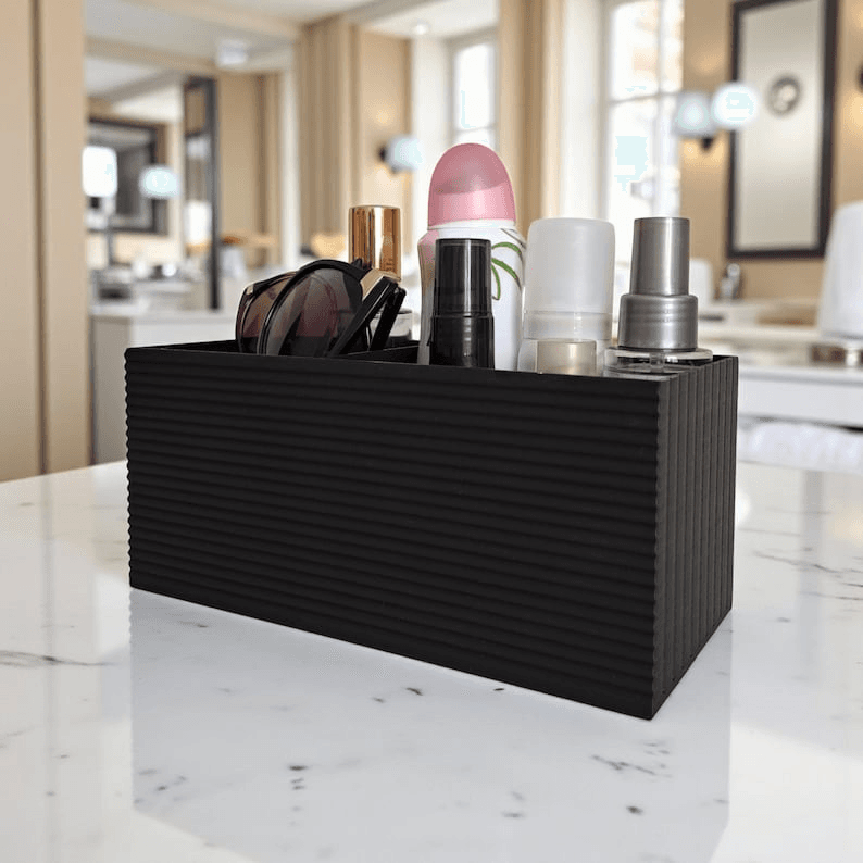 Minecraft-Inspired Ribbed Modern Vanity Organizer