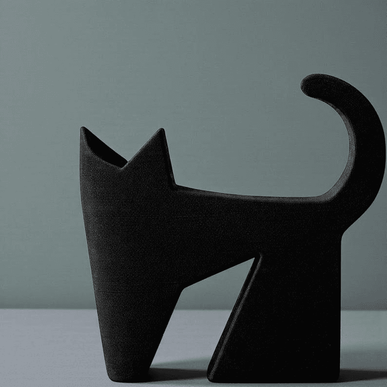 Minimalist Black Cat Vase | Modern Home Décor Sculpture