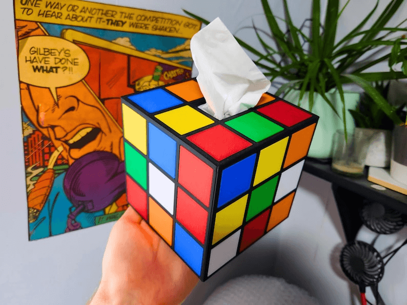 Retro Puzzle Cube-Inspired Novelty Tissue Box Cover