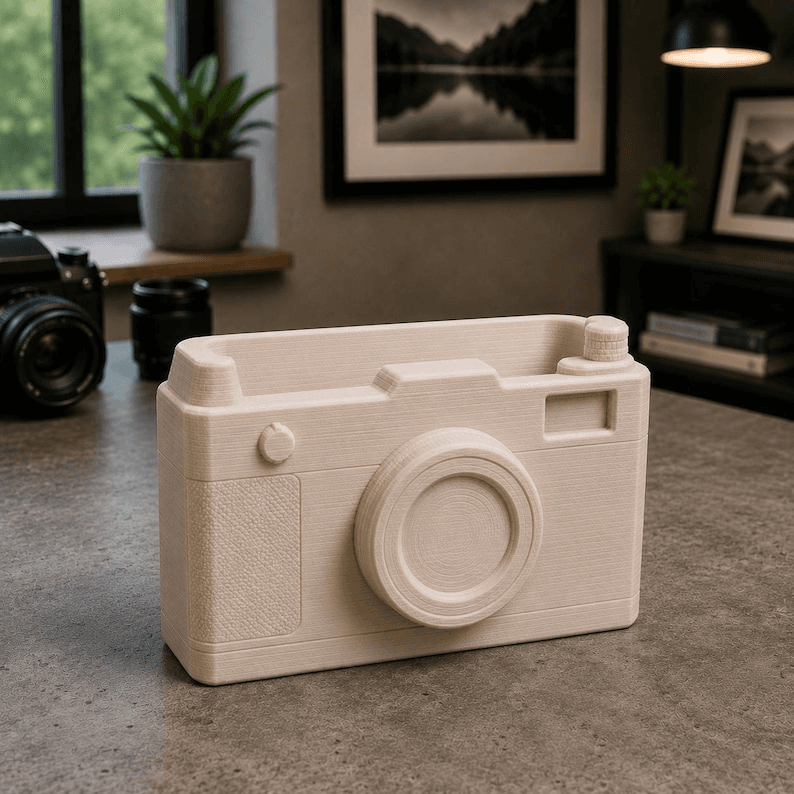Camera-Shaped Business Card Holder for Photographers