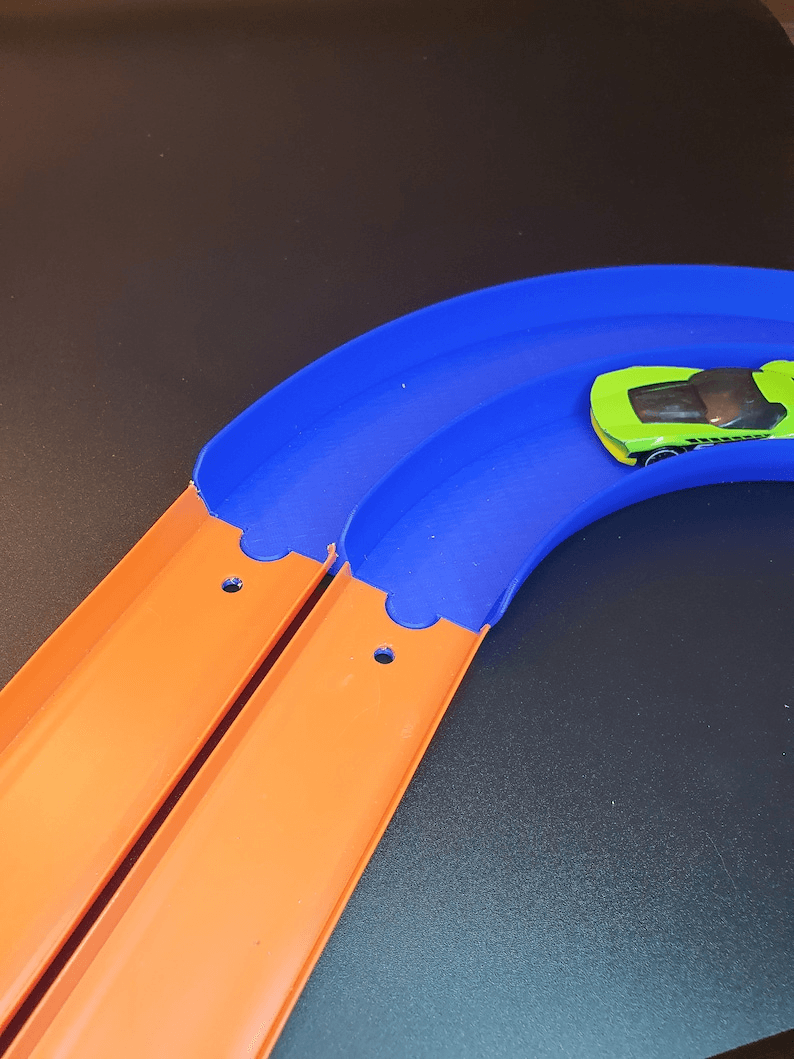 Dual Lane 90° Curve Track Piece for Mini Race Cars