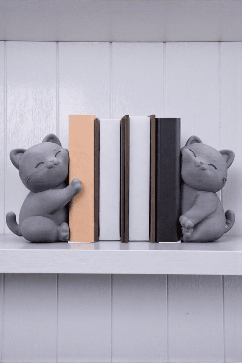 Playful Black Cat Bookends – Cat Lover Shelf Decor