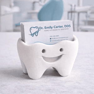 Smiling Tooth Business Card Holder for Dentist Desk