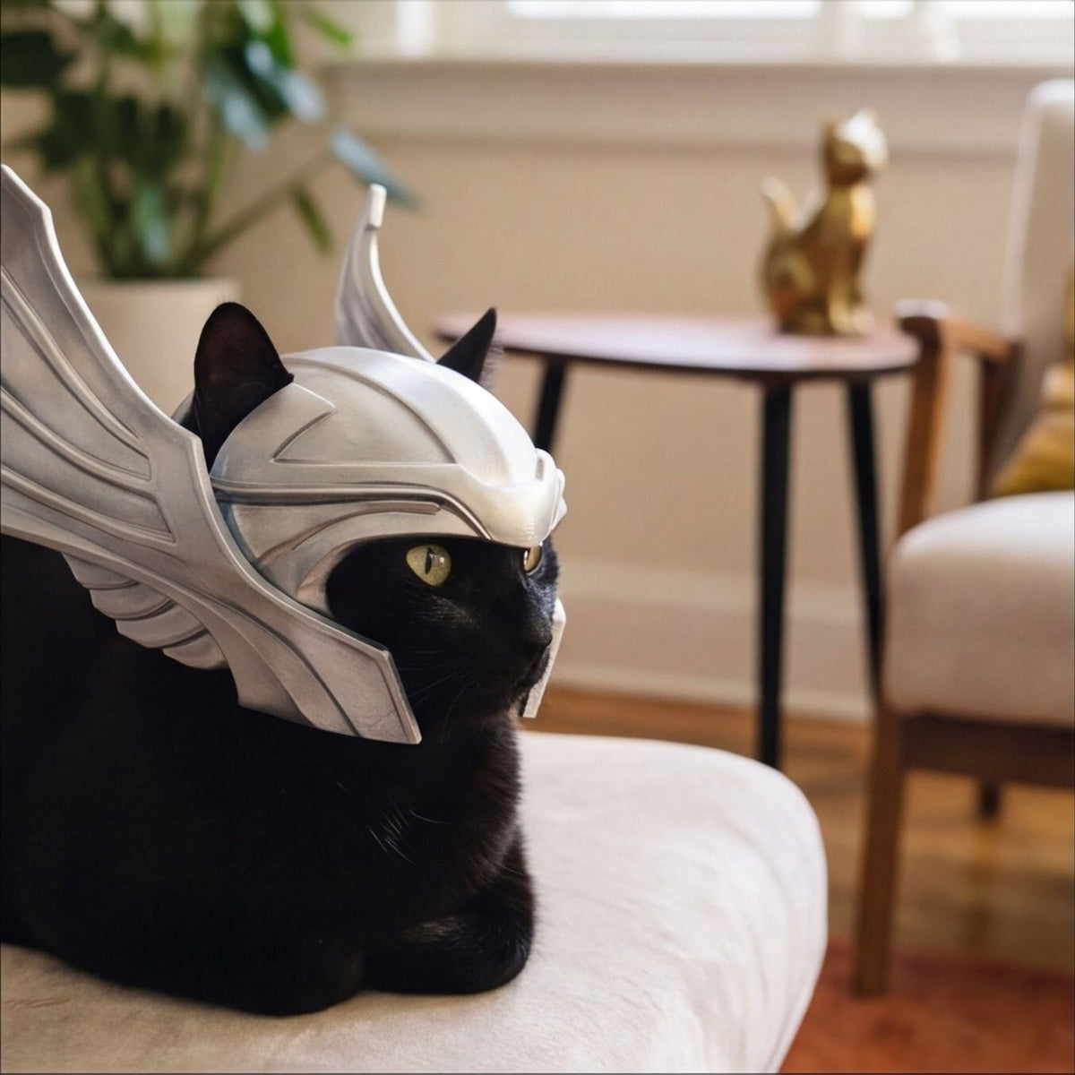Thor-Inspired Cat Helmet | Novelty Pet Costume Accessory