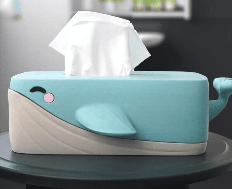 Bubbles the Whale Tissue Box Cover with Phone Holder