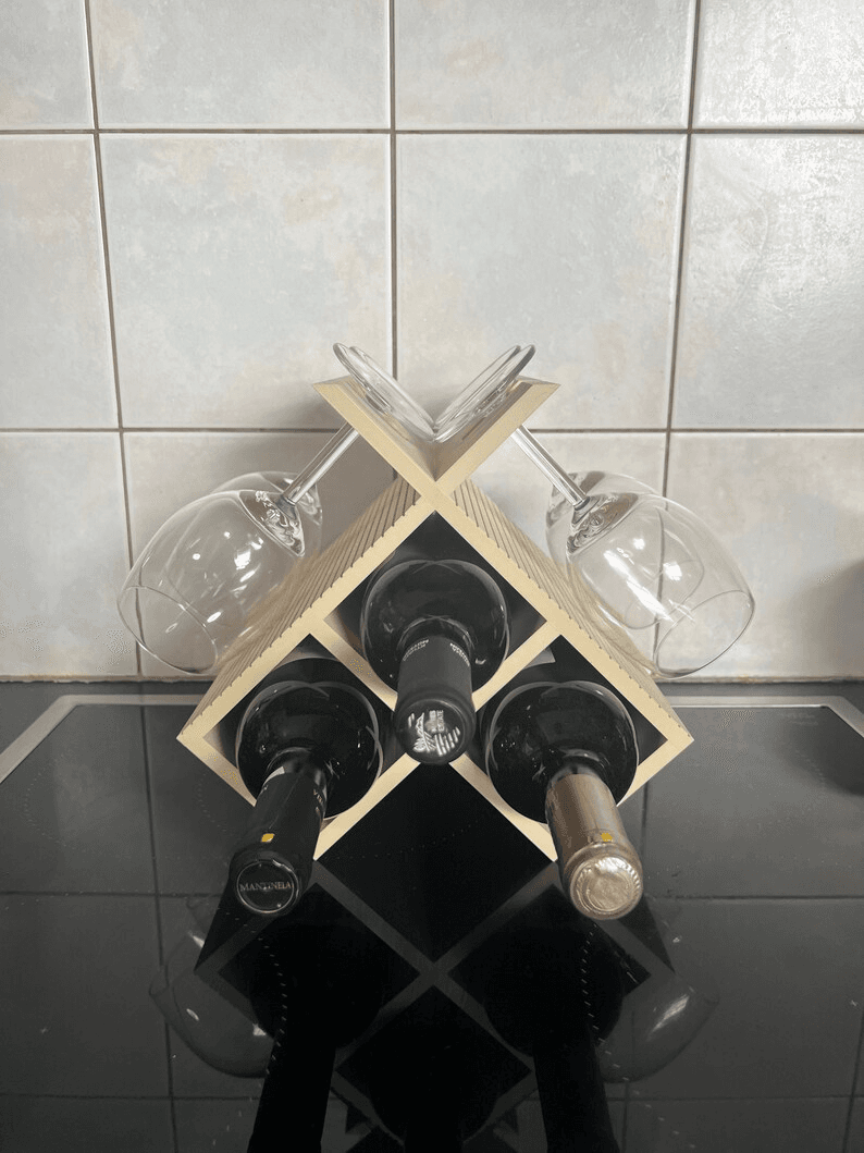 Minecraft-Inspired Wine Rack & Glass Holder for Home Bar