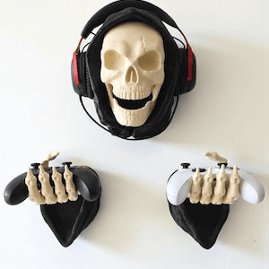 Skull Headphone & Skeleton Hand Controller Wall Mount