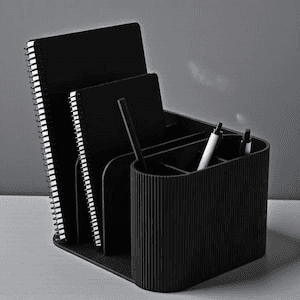 Dual Notepad Desk Organizer | Minimalist Black Caddy