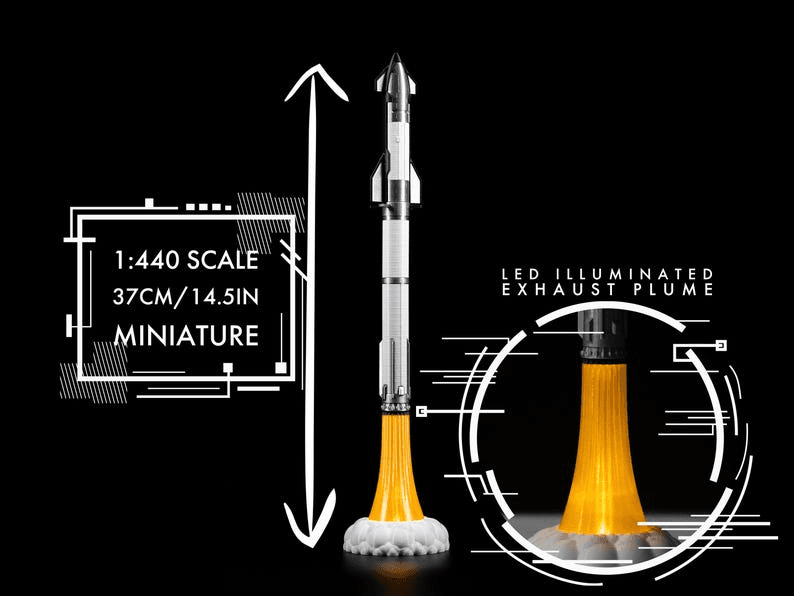 SpaceX Starship Inspired Super Heavy Rocket Lamp Model
