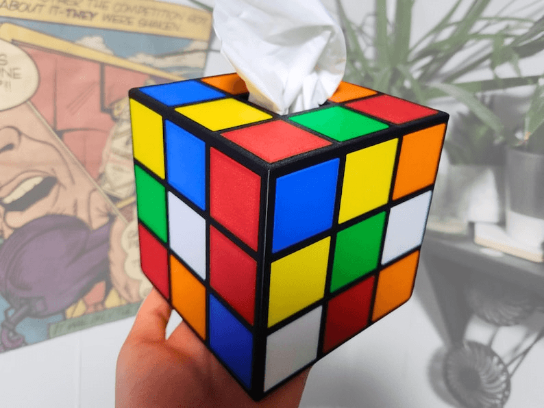 Retro Puzzle Cube-Inspired Novelty Tissue Box Cover