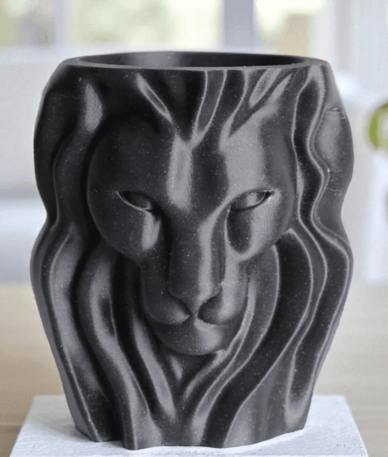 Regal Lion Head Flower Vase – Matte Black Home Decor Planter
