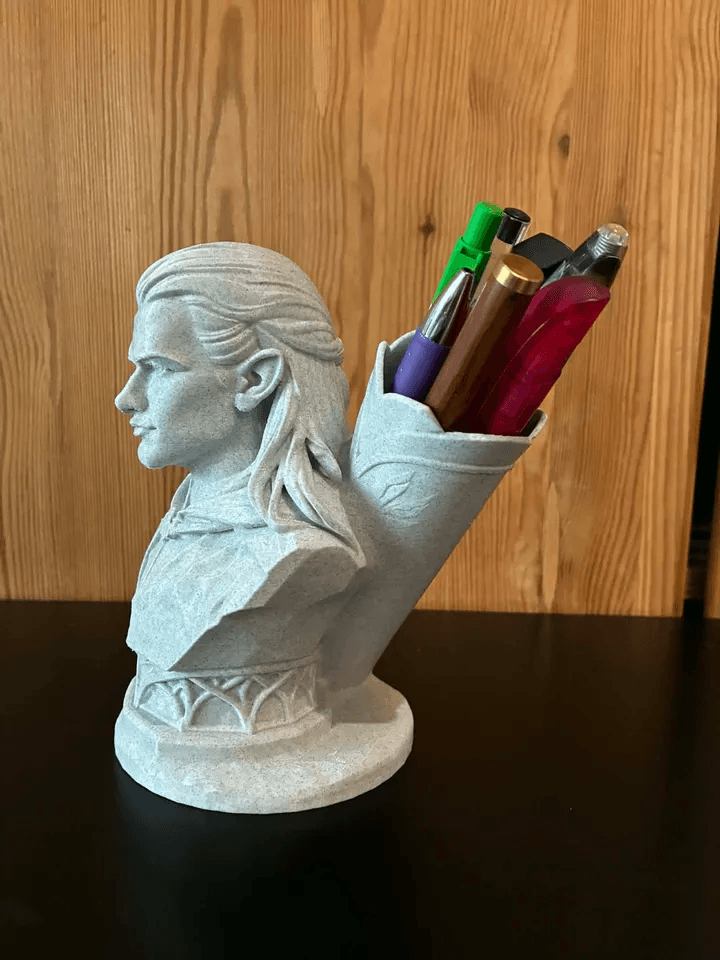 Legolas-Inspired Elf Bust Pencil Holder | Fantasy Desk Organiser