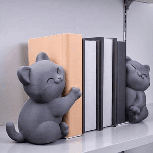 Playful Black Cat Bookends – Cat Lover Shelf Decor