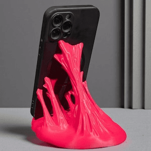 Neon Pink Flame Phone Stand – Bubble Gum Desk Holder