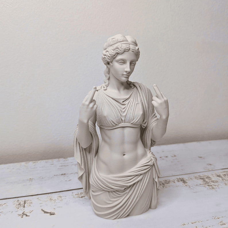 Funny Greek Goddess Middle Finger Bust Statue Decor