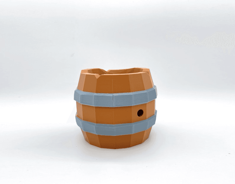 Low Poly Barrel Pot – Minecraft-Inspired Game Decor