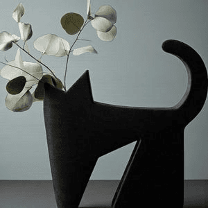 Minimalist Black Cat Vase | Modern Home Décor Sculpture