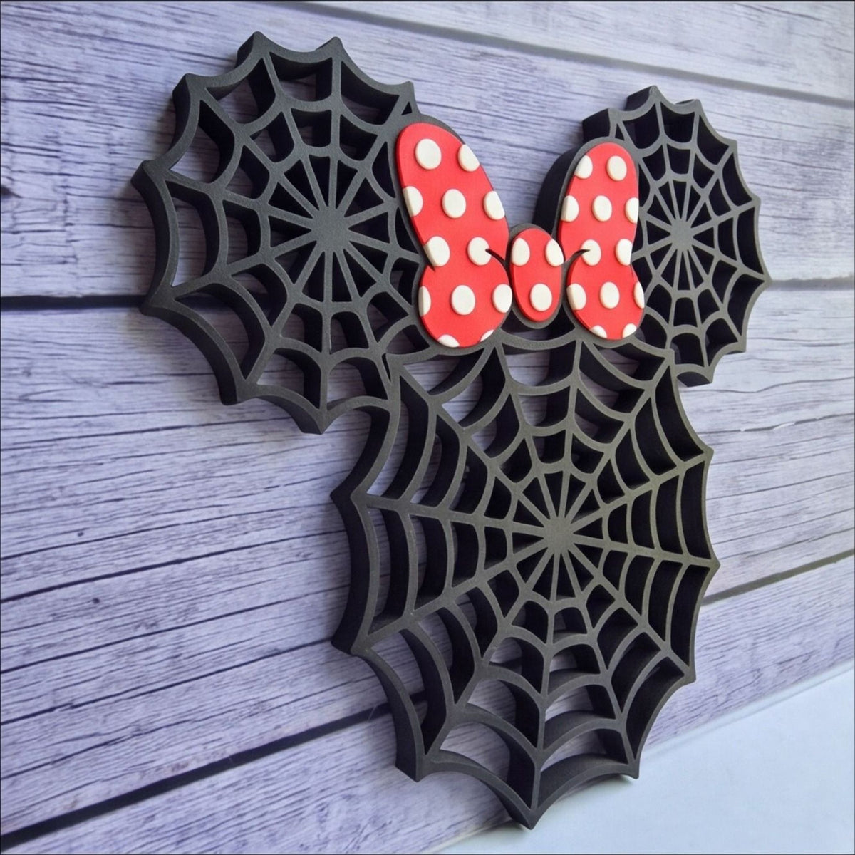 Minnie Mouse Inspired Spider Web Halloween Sign Decor