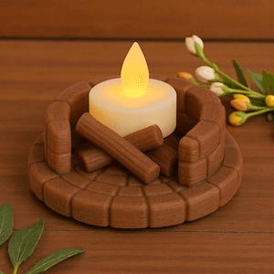 Rustic Mini Campfire Tea Light Holder | Log Pile Design
