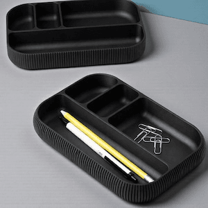 Minimalist Matte Black Desk Organizer Tray for Gamers