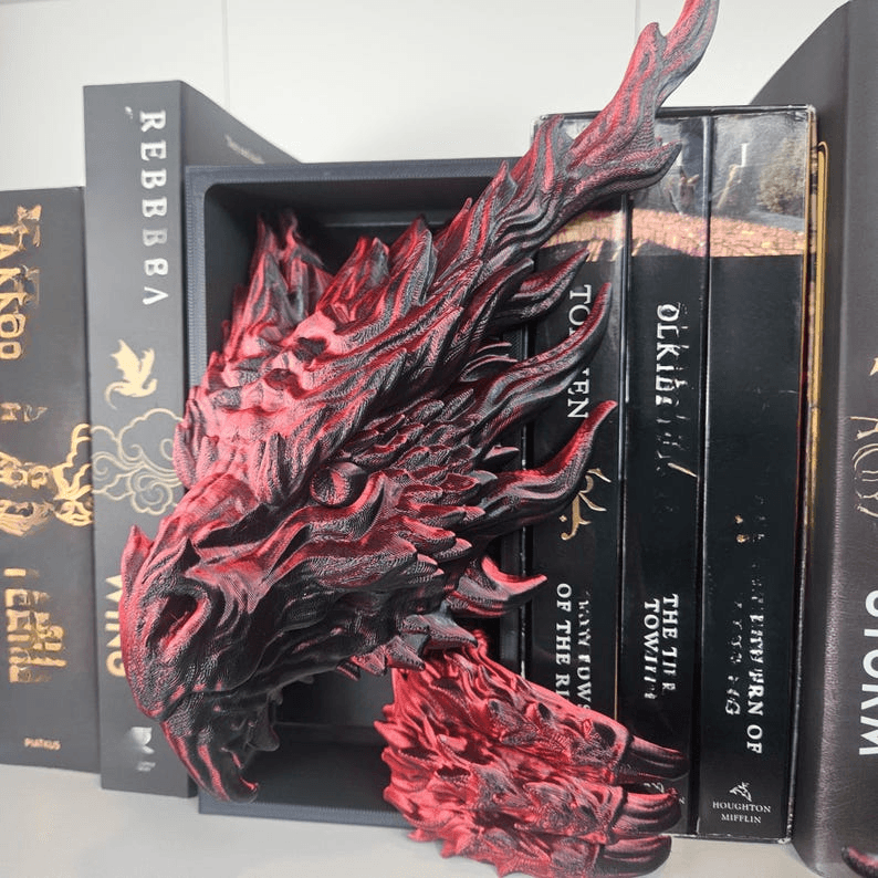 Inferno Dragon Head & Tail Bookend Set – 2 Piece Fantasy Decor