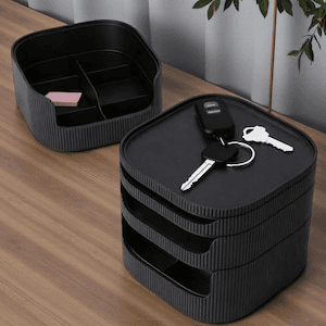 Stackable Modular Desk Organizer Tray Set – Dark Gaming Style