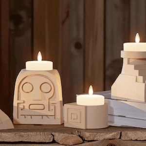 Ancient Mayan Inspired Tea Light Holder Set – Aztec Style