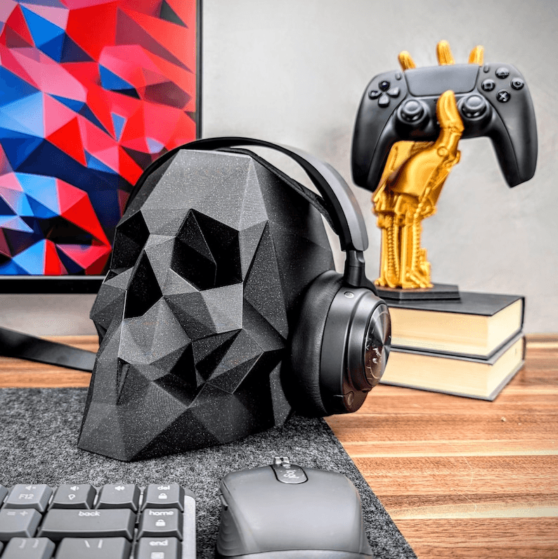 Skull Headphone Stand & Headset Holder for Gaming Desks