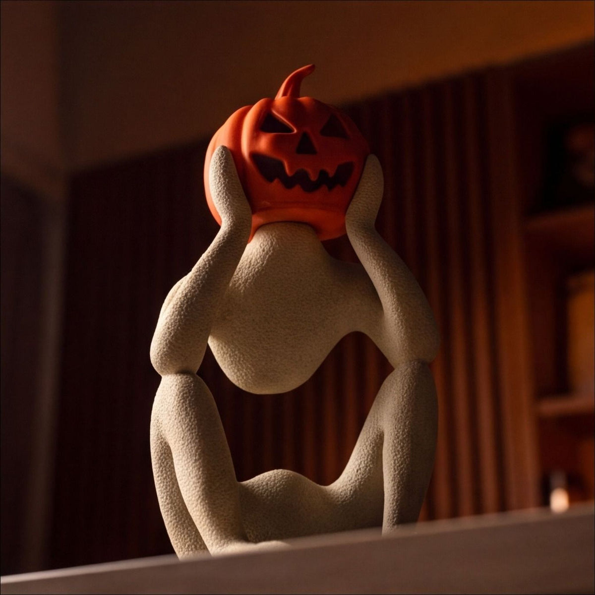 Pumpkin Head Minimalist Figure | Halloween Sculpture