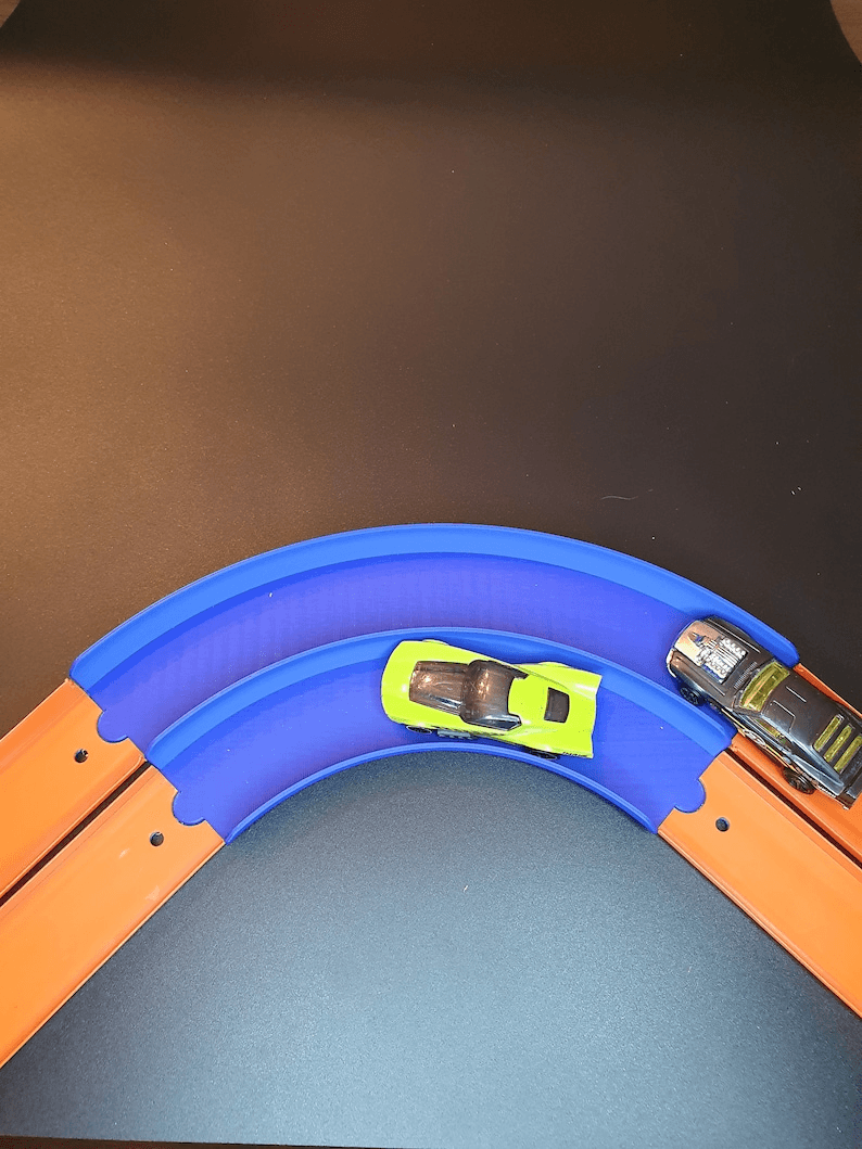 Dual Lane 90° Curve Track Piece for Mini Race Cars
