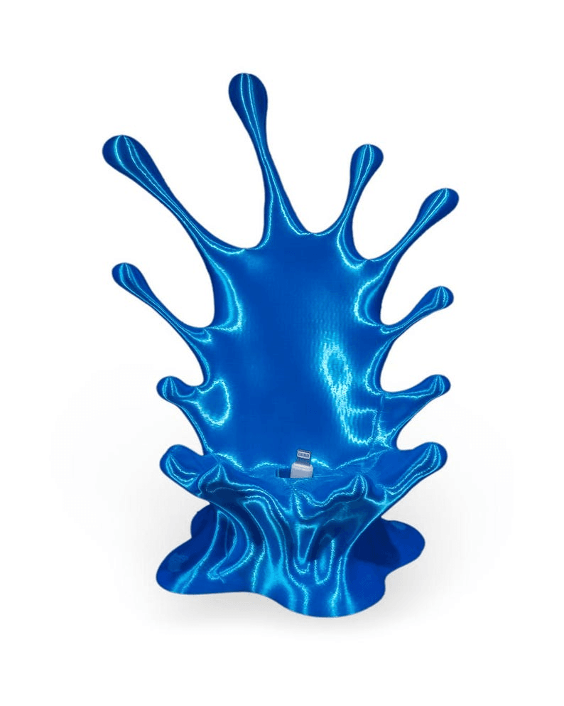 Blue Chrome Splash Wave Phone Stand | Desk Holder