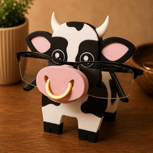 Cute Cow Eyeglass Stand | Farmhouse Desk Organizer