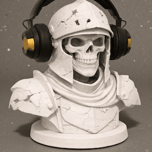 Gothic Skeleton Knight Headphone Stand | Gamer Desk Decor