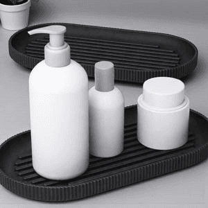 Minimalist Ribbed Oval Tray – Modern Vanity Organizer