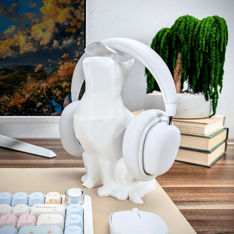 Cute Sleeping Cat Headphone Stand & Headset Holder