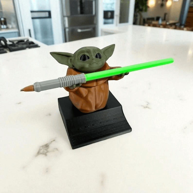Grogu Inspired Lightsaber Pen Holder | Fan Desk Stand