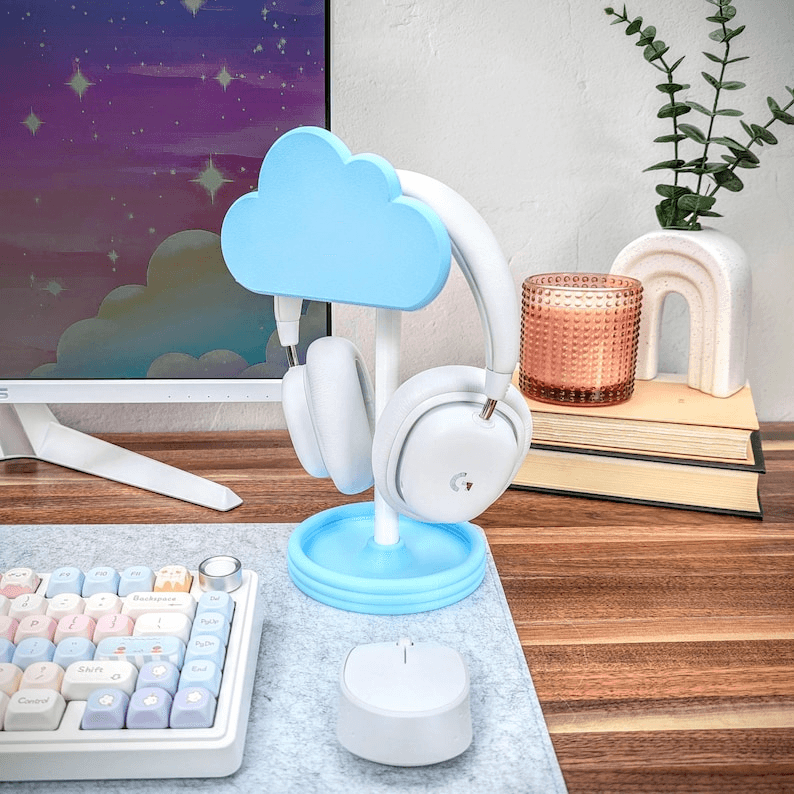 Cloud-Shaped Headphone Stand – Cute Desk Headset Holder