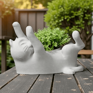 Playful Lazy Cat Succulent Planter | Novelty Desk Pot