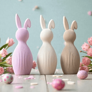 Ribbed Easter Bunny Figurine | Spring Home Décor Set